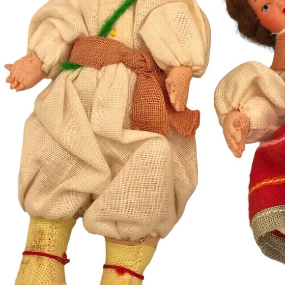 Vintage Cossack Traditional Folk Dancers Wedding Cloth Man Woman Attached Dolls - Picture 13 of 15